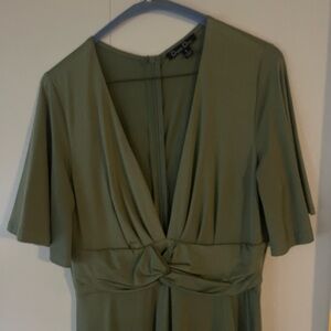 Elegant Asymmetrical Dress in Olive Green